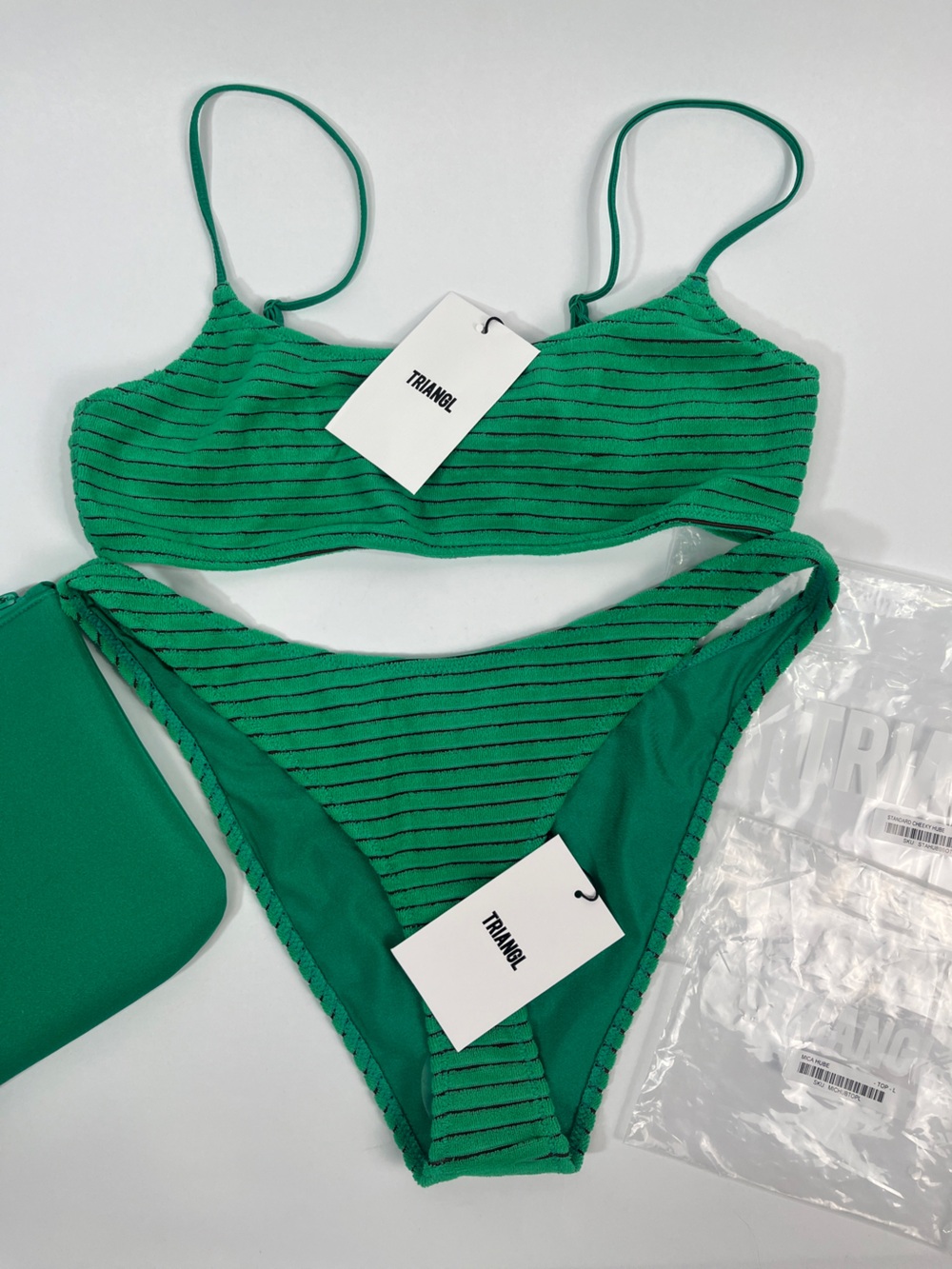 TRIANGL MICA - HUBE GREEN TERRY TOWELLING CROP BIKINI SET - Picture 2 of 16